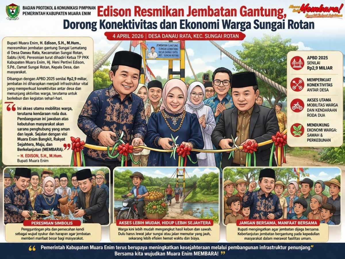 Jembatan Gantung Diresmikan, Edison Dorong Konektivitas dan Pertumbuhan Ekonomi Warga